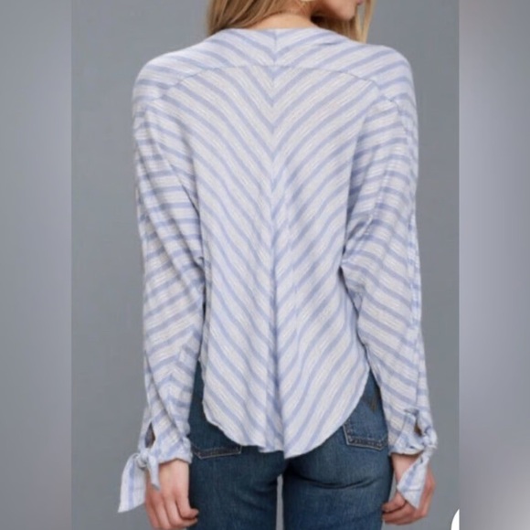 We The Free (Free People) Blue Striped Morning Dolman Top Women’s Small - Picture 3 of 5